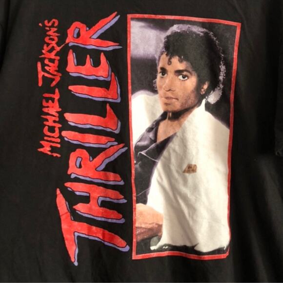 Michael Jackson Mens XL Thriller Graphic T Shirt Black Short Sleeve Crew Neck - Picture 3 of 7